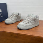Dior unisex low-top sneakers, white quilted leather, lace-up with logo tongue