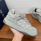 White quilted lace-up sneaker with Dior monogram overlay and textured rubber sole