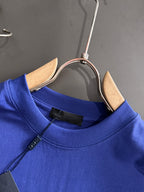 Prada blue long-sleeve top neckline with buttoned placket detail
