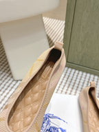 Burberry check-knit slip-on flats with quilted leather insole, beige