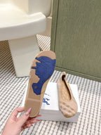 Burberry slip-on flats with check fabric and blue sole, beige