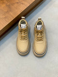 Givenchy luxury shoes, cream lace-up sneakers with logo tongue and padded collar