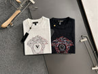 Versace sweatshirt set: white and black crewnecks with rhinestone dog emblem graphics
