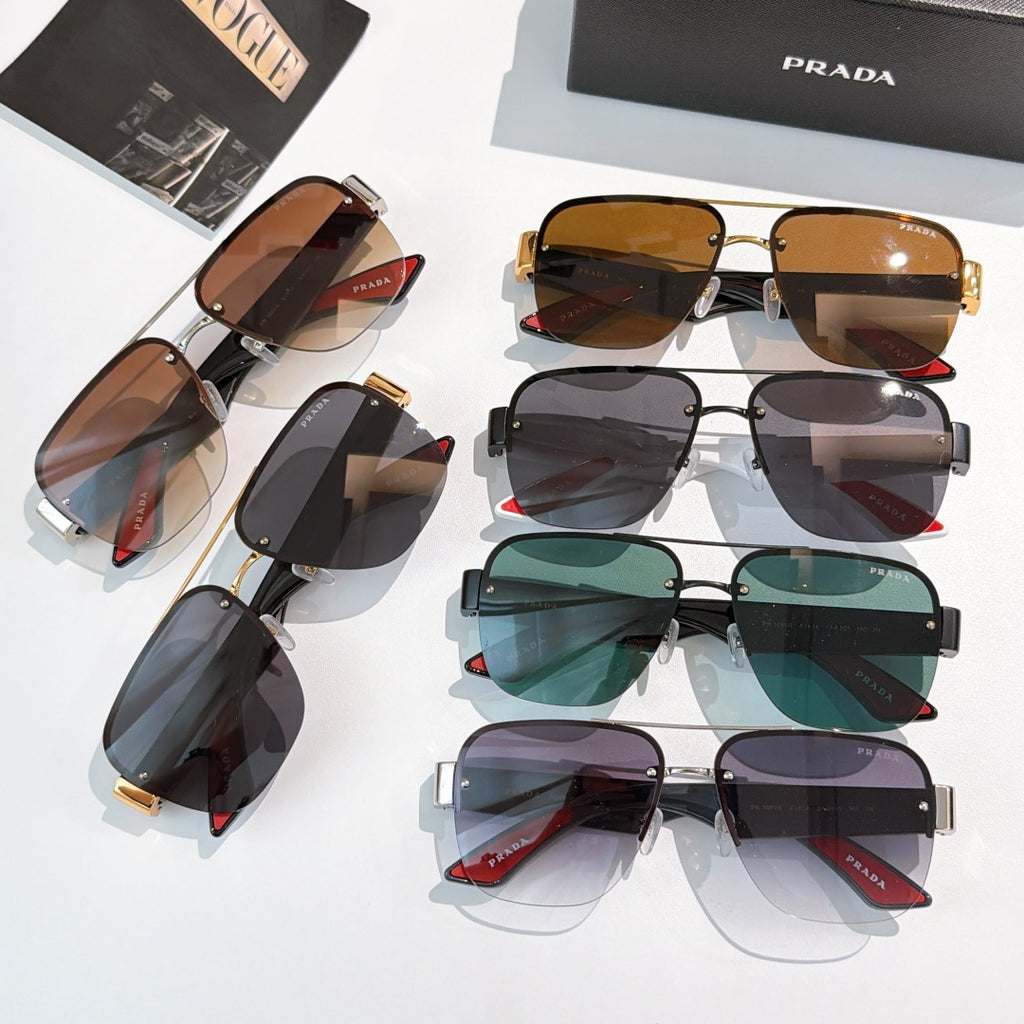 Prada sunglasses set with assorted lens colors and metal frames