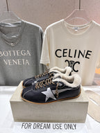 Golden Goose black lace-up sneaker with shearling collar, star side detail, gum sole