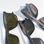 Prada sunglasses set: dark, green, and smoky lenses with crystal-textured arms