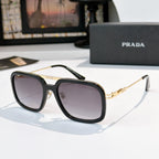 Prada sunglasses with dark frame and purple-tinted lenses