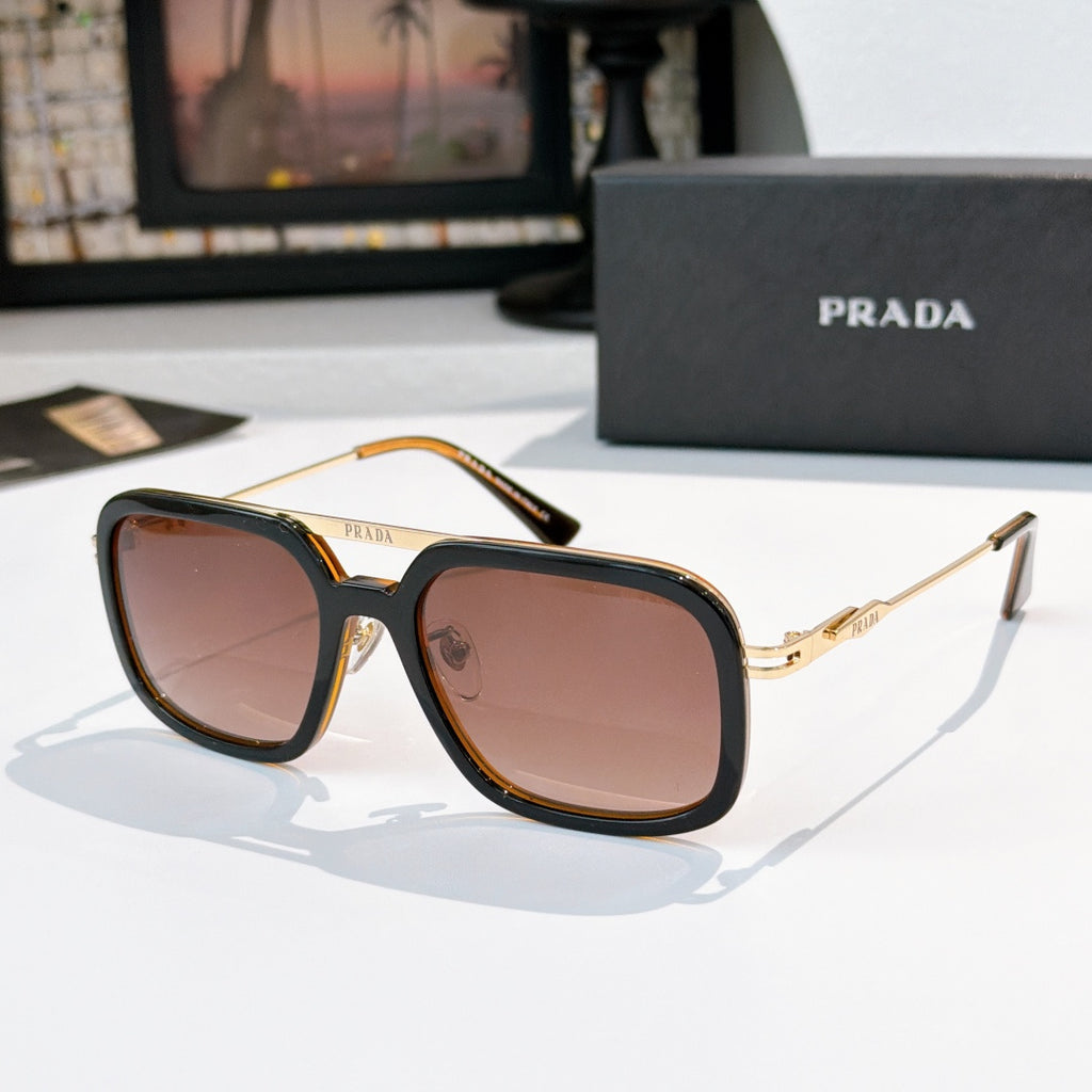 Prada sunglasses with tortoiseshell frame and rose-brown lenses