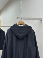 Fendi dark blue zip-up hoodie jacket, back view with hood and drawstring