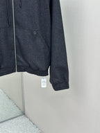 Fendi dark blue zip hoodie jacket with front pocket and ribbed sleeve hem