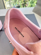 Women's pink sneaker interior with BALENCIAGA printed on insole