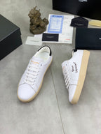 Saint Laurent unisex low-top sneakers, white uppers with lace-up front and side logo