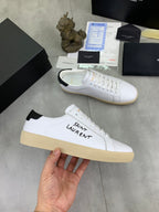 Saint Laurent unisex low-top sneakers, white uppers with beige gum soles and lace-up