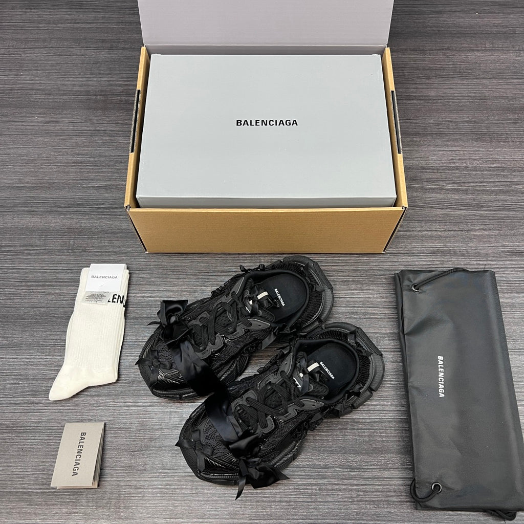 Balenciaga black chunky sandals with lace-up straps and sculpted rubber sole
