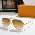 Louis Vuitton aviator sunglasses, gold frame, brown-tinted lenses