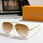 Louis Vuitton aviator sunglasses, gold frame, brown-tinted lenses