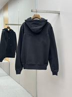 Long-sleeve hoodie with hood, dark blue, front pocket and drawstring