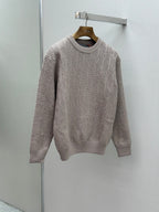 Dior mauve logo knit sweater on hanger, long sleeves and crewneck