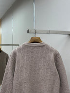 Dior mauve logo knit sweater, back view with crewneck and allover pattern