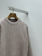 Dior mauve logo knit sweater close-up, allover logo knit and crewneck