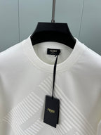 Fendi logo crewneck sweatshirt collar with black brand tag and raised pattern