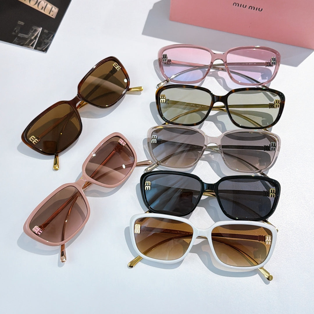 MiuMiu assorted sunglasses set with multiple frame colors, rounded square shapes, and logos