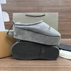 Balenciaga gray suede slipper with textured rubber sole and lace tie
