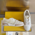Fendi unisex sneakers, white leather lace-up with beige trim and FENDI branding.