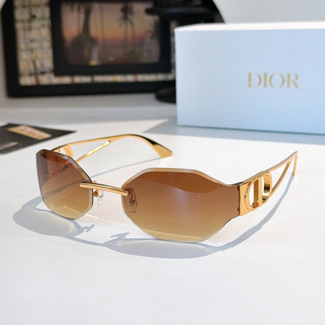 Dior sunglasses with amber lenses and gold-tone frames