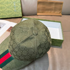 Dark green GG canvas cap with stitched crown and allover logo print