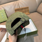 Gucci GG baseball cap in dark green with adjustable buckle strap on side