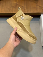 Beige Givenchy ankle boot with suede and leather panels, side logo detail