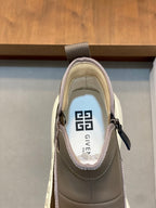 Givenchy slip-on sneaker with GIVENCHY logo on tongue, taupe and dark accents