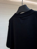 Dark short-sleeve T-shirt back view with crew neckline seam
