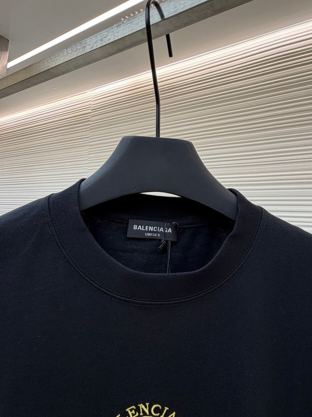 Dark short-sleeve T-shirt crew neck with Balenciaga neck label