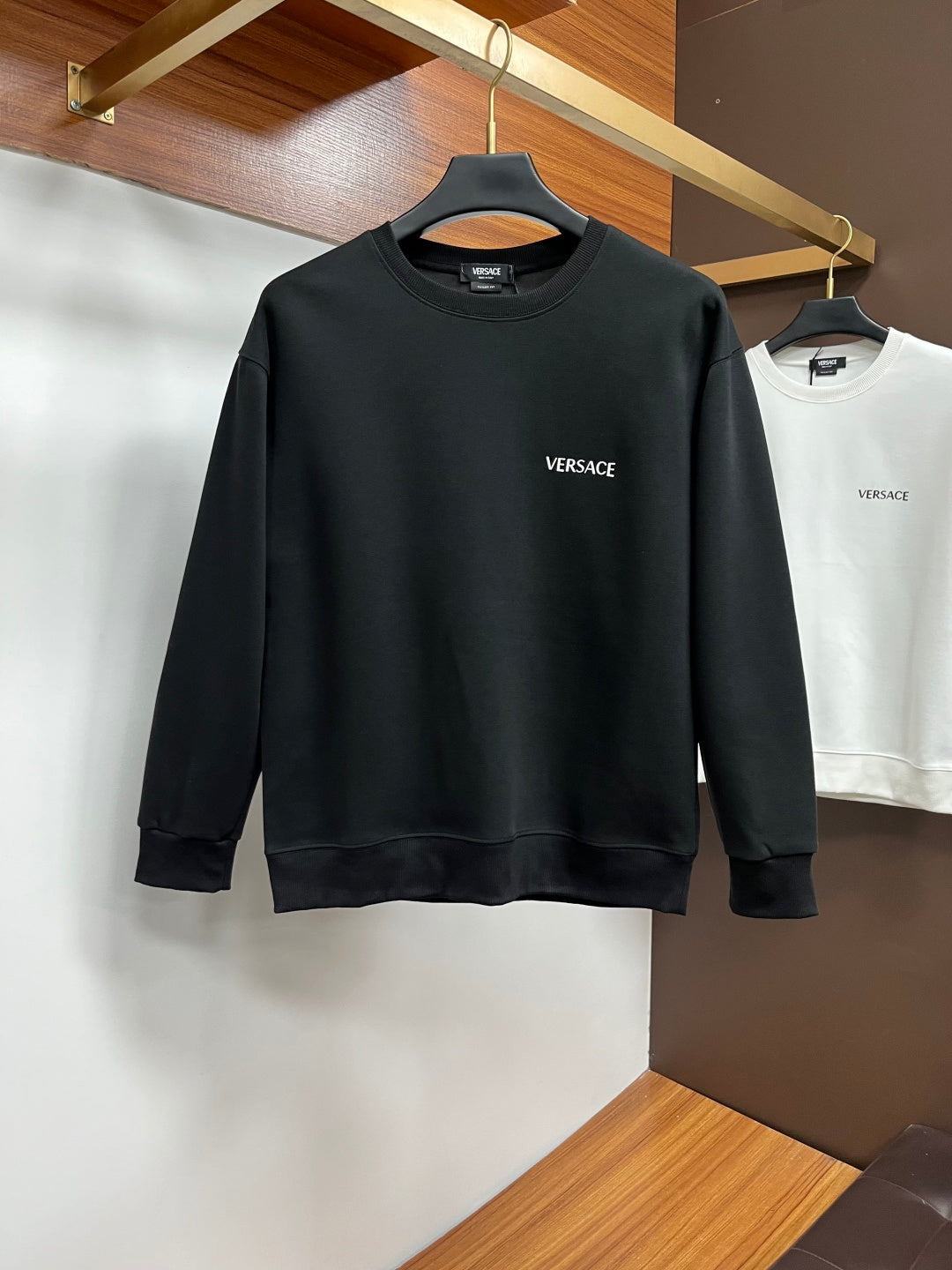 Versace crewneck sweatshirt in dark gray with VERSACE logo on the chest