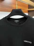 Black sweatshirt collar with Versace logo on chest