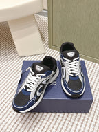 Dior unisex sneakers, side view pair in navy and black with white laces