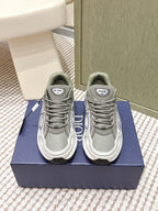 Grey and white lace-up sneakers, Dior logo heel patch and cushioned sole