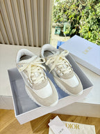 Dior unisex sneakers, cream and beige leather with lace-up front
