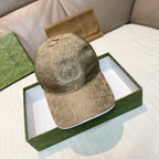 Gucci GG canvas baseball cap, beige-brown with circular logo patch