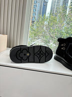 Louis Vuitton unisex black boot outsole with textured tread and monogram print