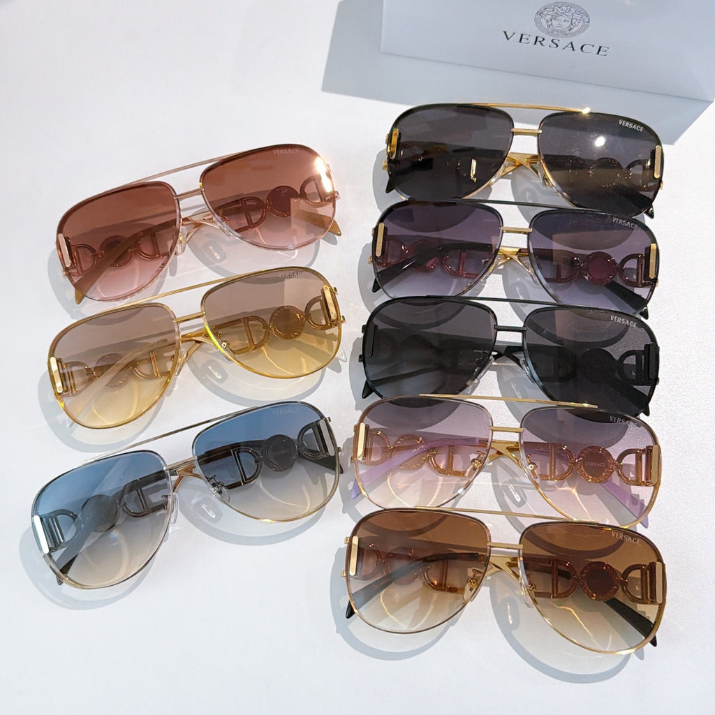 Versace sunglasses set, mixed frames and tinted lenses on display