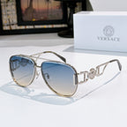 Versace aviator sunglasses, silver frame with blue tinted lenses