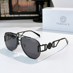 Versace aviator sunglasses, black frame with dark gray tinted lenses
