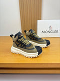 Moncler sneakers in olive and black with neon-yellow laces and thick white sole