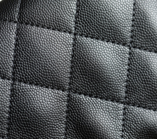Chanel black quilted leather bag panel with stitched square pattern
