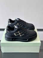 Burberry low-top sneakers, dark leather with check panel and black laces