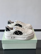 Burberry leather-look sneakers, white with black plaid panels and lace-up front