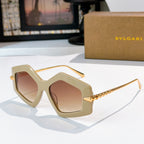 Cream octagonal sunglasses with brown gradient lenses and gold-tone temples